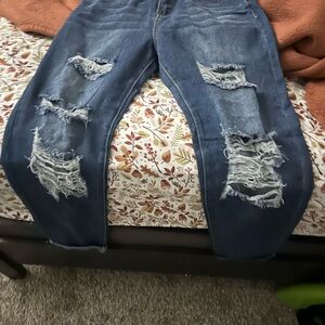 Fashion Nova Distressed Blue Boyfriend Jeans